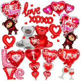 12 Pieces Valentines Day Balloons, Large I Love You Foil Balloons, Red Heart Shape Mylar Foil Balloon For Special Night Party Decorations