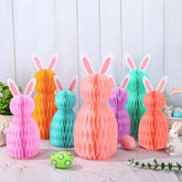 7Pcs Easter Bunny Honeycomb Centerpiece 2 Sizes Pastel Rabbit Table Ornament Colorful Animal 3D Honeycomb Ball Decoration For Spring Party Backdrop Supplies