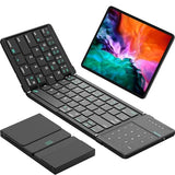 Foldable Bluetooth Keyboard With Touchpad & Number Pad, Portable Bluetooth Keyboard With Full Size Keys, Pocket-Sized Wireless Travel Keyboards For Ipad, Smartphone, Tablet And Laptop Black
