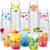 100 Pcs Christmas Plastic Cups 12 Oz Clear Disposable Xmas Trees Snowflake Drinking Cups For Christmas Winter Holiday Party Supplies