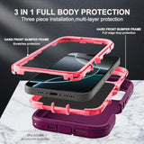 For Iphone 16 Pro Case, Military Grade 3 In 1 Heavy Duty Shockproof/Drop Proof/Dust Proof Case With 2Pcs Tempered Glass Screen Protector (Purple/Pink)
