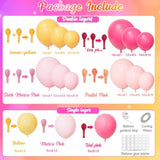 Yellow And Pink Balloon Garland Arch Kit- Double Stuffed Baby Pink Peach Balloons Different Sizes Pastel Coral Balloons For Birthday Spring Baby Shower Wedding Flower Fairy Party Decorations