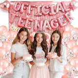 13Th Birthday Decorations For Girls, Official Teenager Party Supplies Rose Gold Foil Balloons, Tiara Tassel Curtains Sash Balloons Numbers Banner Cake Topper For 13 Birthday Girl Decorations