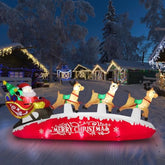 10 Ft Santa Sleigh With Reindeer Christmas Inflatables Outdoor Decorations, Christmas Blow Up Yard Decorations For Garde