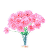 10 Bunches Bouquet Of Pink Artificial Silk Flower Carnations,Single Flower Head 20 Inch Bouquet And Green Leaf For Home Party,Home Decoration Bridal Wedding Holding Flowers Decor