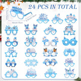 24pc Winter Paper Snowflake Glasses Party Favors Photo Booth Props