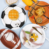 96-Piece Sports Theme Birthday Party Supplies - 9 Inch Disposable Football, Baseball, Basketball, Soccer Tableware Plates For Sports Ball Theme Party & Gameday Decorations