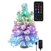 Snow Flocked Smart Christmas Tree, 22.8In Mini Christmas Tree With 100 Led Rgb Lights, App/Voice Control 159+ Scenes Tabletop Xmas Tree Usb C Small Tree Work With Pd Power For Fireplace Desk