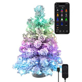 Snow Flocked Smart Christmas Tree, 22.8In Mini Christmas Tree With 100 Led Rgb Lights, App/Voice Control 159+ Scenes Tabletop Xmas Tree Usb C Small Tree Work With Pd Power For Fireplace Desk