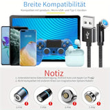 Magnetic Charging Cables For Multiple Device (3/6/10Ft Black),3 In 1 540° Rotating Magnetic Phone Charger Cord,(Avoid Port Wear,Led Light) Multi Magnet Tips Charge Any Micro Usb,Usb C,Iproducts