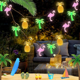 30 LED 16Ft Hawaiian String Lights Flamingo Pineapple Palm Tree Battery Operated