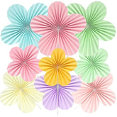 Pastel Paper Flowers Decorations For Party Wall Classroom Birthday Wedding, 9Pcs Spring Tissue Floral Fan, Back To School Flower Fans Bulletin Board Borders Decor (Light Color)