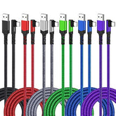 6-Pack 10Ft Usb C Cable 90 Degree Right Angle Long Nylon Braided Usb A To Usb C L Shape Plug Fast Charging Type C Android Charger Cord For Samsung Galaxy S25 S24 S23 A16 A15, Google Pixel 9 8 7