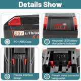 2Pack 6000Mah 28V Battery Replacement For Milwaukee 28V Power Tools Battery 0719-20 0719-22 0779-20 22 0928-29 0726-20 Cordless Tool Combo Kit With 4 Led Charging Indicator