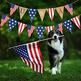 Independence Day Pennant Flag 4th of July Burlap Banner USA Bunting Banner Patriotic Triangle Flag American Star Stripe Garland Banner for Memorial Veteran Day Labor Day Mantel Fireplace Decor
