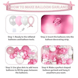 Pastel Pink And White Balloons Arch Kit, 118 Pcs Light Baby Pale Pink Bow Balloon Garland Mit 18 Inch Clear Balloons*3, Macaron Pink Long Balloon As Bow Decor For Girls Birthday Baby Shower Decoration