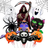 Halloween Foil Balloon Set: Ghost, Spider, Bat, Pumpkin, Cat - 9PCS