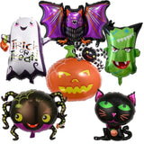 6 Pack Large Halloween Foil Balloons Set Ghost Cat Spider Pumpkin Bat Monster Decor