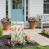 Spring Garden Flag Floral 12X18 Inch Double Sided For Outside Tulips Welcome Burlap Small Yard Holiday Decoration