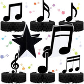 8 Pack Music Notes Honeycomb Centerpieces Musical Party Decorations Music Notes Silhouette Table Toppers For 1950'S 60S 70S 80S Birthday Party Decorations