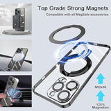 Privacy Case For Iphone 16 Pro Max With Magnetic Stand 1 Hd & 1 Privacy Screen Protector, Full Camera Lens Protector Fits For Magsafe Shockproof Not Yellowing Luxury Plating Edge Clear Kickstand Case