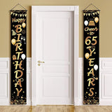 65th Birthday Porch Banners: Black & Gold Cheers to 65 Years