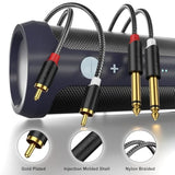 Dual 1/4" TS to Dual RCA Audio Cable 6Ft Gold-Plated Nylon Braided