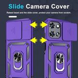 Compatible With Moto G Power 5G 2025 Case Built In Slide Camera Lens Cover+Screen Protector+Finger Ring Holder Kickstand,Heavy Duty Shockproof Full Body Protective Phone Cover,Purple