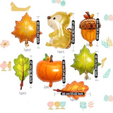 9PCS Thanksgiving Balloons Fall Acorn Pine Cone Leaf Squirrel Party Decor