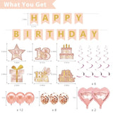13Th Birthday Decorations For Girls, It'S My 13Th Birthday Crown And Sash Pink Rose Gold 13Th Threenager Cake Topper Banner Backdrop Balloons Hanging Swirls Happy 13 Years Old Party Supplies