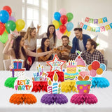 9pcs Happy Birthday Table Decor Honeycomb Centerpieces for Birthday Party