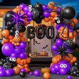 Halloween Balloon Arch Kit 137PCS Purple Black Orange Foil Balloons for Birthday Party Decorations