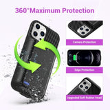 Battery Case For Iphone 12 Pro Max, 13 Pro Max (6.7 Inch), 2025 Upgraded High Capacity 13800Mah Battery Pack Rechargeable Charger External Charging Case With Tempered Glass Screen Protector Black