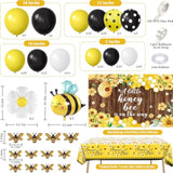 133Pcs Bee Baby Shower Decorations Bumble Bee Themed Baby Shower, Honey Bee Balloon Arch Sweet As Can Bee Tablecloth Backdrop Bee Wall Decor, Birthday Party Supplies Boy Girl Baby Shower Decor