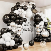Black And Silver Balloons Garland Arch Kit,135 Pcs Graduation Balloon Arch, 18/12/10/5 In Silver Black White Balloons And Confetti Balloon, For Graduations Decor 2025, Wedding, Retirement, Birthday