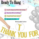 Pre-Strung Thank You For Being Awesome Gold Glitter Banner,No Need Diy Cute Banner Sign With 2Pcs Hanging Circle Dot Streamer For Graduation Retirement Going Away Office Work Job Change Goodbye Party