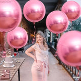 12 Pieces, Large Metallic Pink Balloons - 22 Inch | 360 Degree 4D Sphe