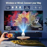 Mini Projector, Projector With Wifi And Bluetooth, 4K 1080P Support Portable Projector 180° Rotatable 130'' Screen Movie Projector Auto Keystone Compatible With Hdmi/Usb/Tv Stick/Smartphone/Laptop