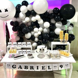 White Black Balloon Garland Arch Kit,120 Pack Matte Latex Black White