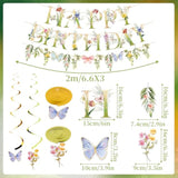 Wildflower Butterfly Happy Birthday Banner & Swirl Decorations