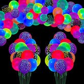 109 Pack Uv Neon Black Light Balloons Glow In The Dark Polka Dot Latex Assorted Colors Light Up Neon Party Supplies Glow Party Decor
