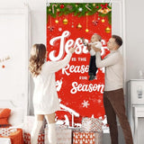 Christmas Decoration Outdoor Christmas Religious Door Cover Jesus Is The Reason For The Season Xmas Door Banner Christmas Nativity Banner For Winter Xmas Church Photo Booth Props 35.4X70.8 Inch