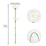 White Carnations Artificial Flowers,6Pcs Real Touch Fake Carnations 20'' Long Stem Faux Flowers For Tall Vases Home Wedding Party Table Centerpieces Decor (White)