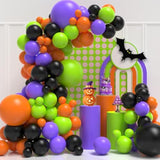 124PCS Halloween Balloon Arch Kit Black Purple Orange Green Balloons Garland for Party Decor