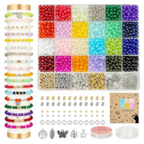 1400pcs 6mm Glass Beads Kit – 24 Colors Crystal Beads & Charms for DIY Jewelry