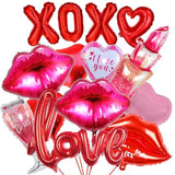 Valentines Day Balloons, Valentines Day Decorations Foil Balloons Includes Xoxo Lips Lipstick Love Balloons Valentines Day Decorations,Happy Valentines Day Balloons For Valentines Day Party
