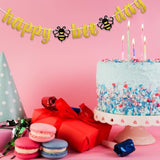 Gold Glitter Happy Bee Day Banner Bumble Theme Shower Decorations Bee Themed Parties Decor Gift For Engagement Party Decor Happy Birthday Parties Decorations