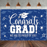 Graduation Decorations Grad Backdrop Banner Class of 2026 Graduation Backdrop Background for Grad Party Photo Studio Props Decoration Sign Supplies, 72.8 x 43.3 Inch (Blue)