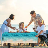 Ocean Waves Tablecloth, 3Pcs Summer Beach Pool Party Decorations Tablecloth Plastic Beach Ocean Water Print Table Cover For Hawaiian Party Birthday Supplies 54X108Inch