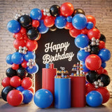 Red Blue Black Balloons, 60Pcs Red And Blue Party Balloons, 12Inch Metallic Silver Balloons Dark Red Blue Confetti Balloons For Boys Birthday Graduation Baby Shower Party Decorations